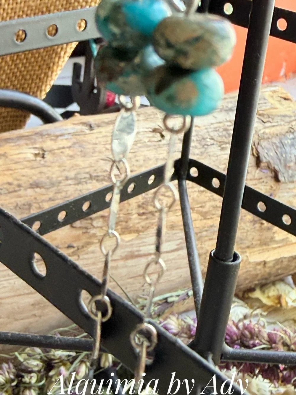 Turquoise Bead Drop Earrings - Silver feather 🪶 Accents